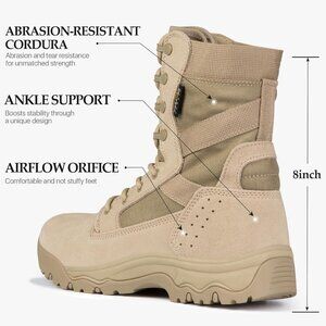 ⚡ Men's Bright Tan Combat Suede Leather Lightweight Military Work Desert Boot